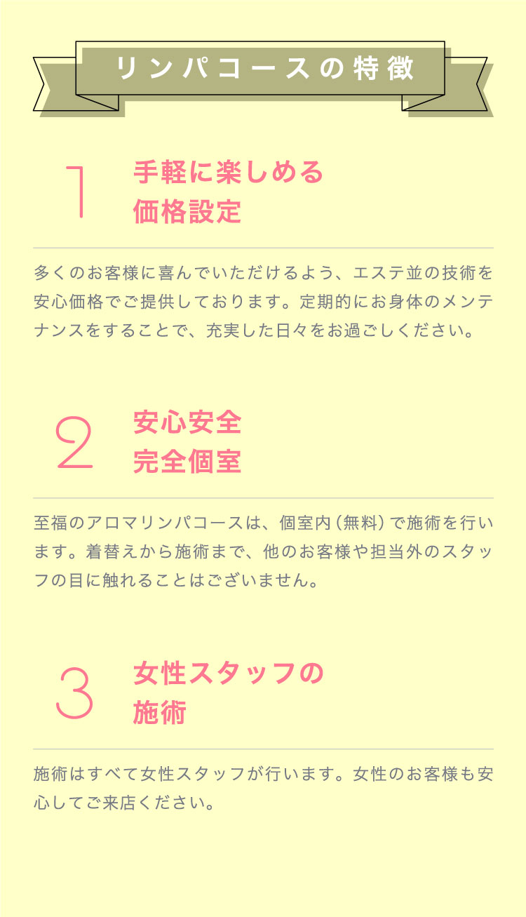 リンパコースの特徴